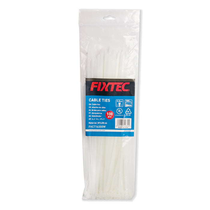 FixTec Cable Tie 4.6X300mm. 100 PCs. White