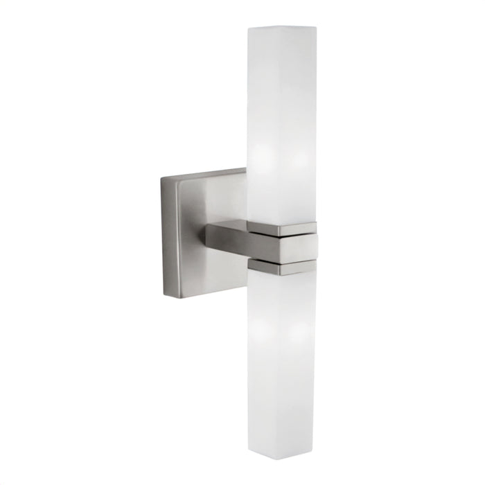 Wall  LIGHT applec made of satin nickel steel and white, opal-matte glass.