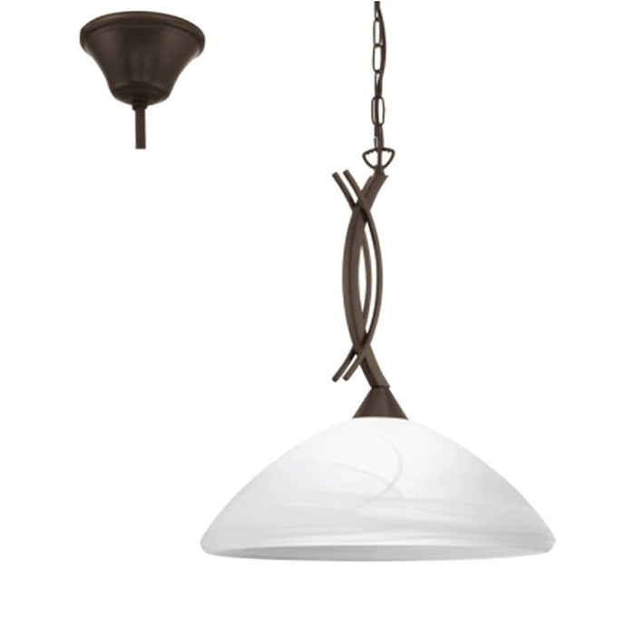 EGLO brown steel and alabaster glass Pendant Light