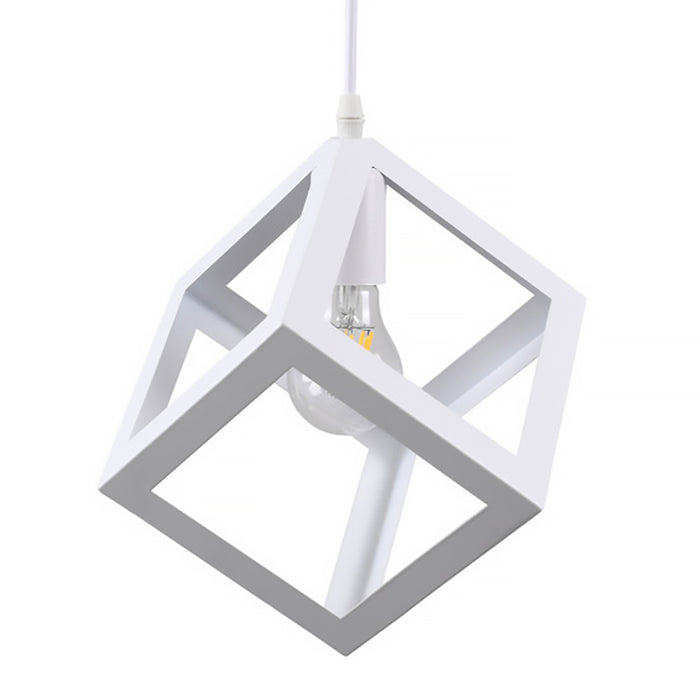 single pendant light  steel  white cube