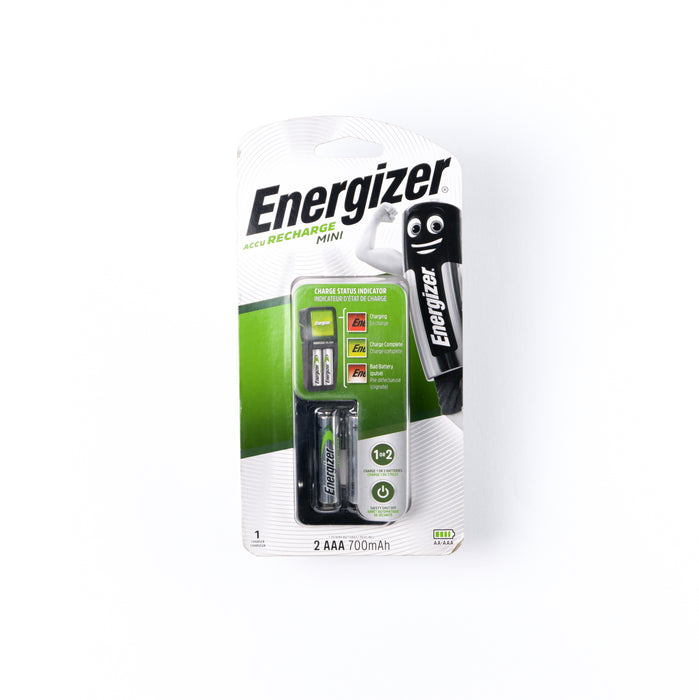 Energizer Mini Charger + 2 AAA Rechargeable Batt. 700MAH.