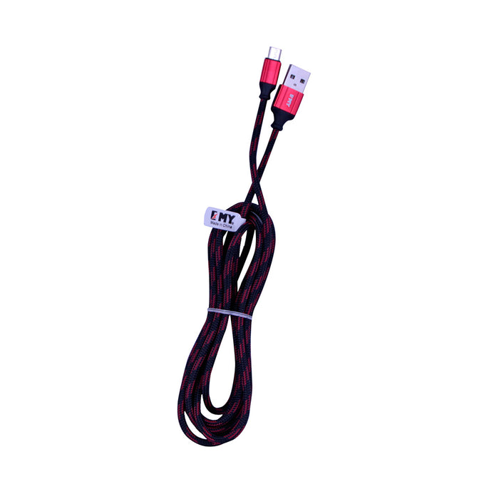 EMY Micro USB Cable Metal Plug Red 2M.