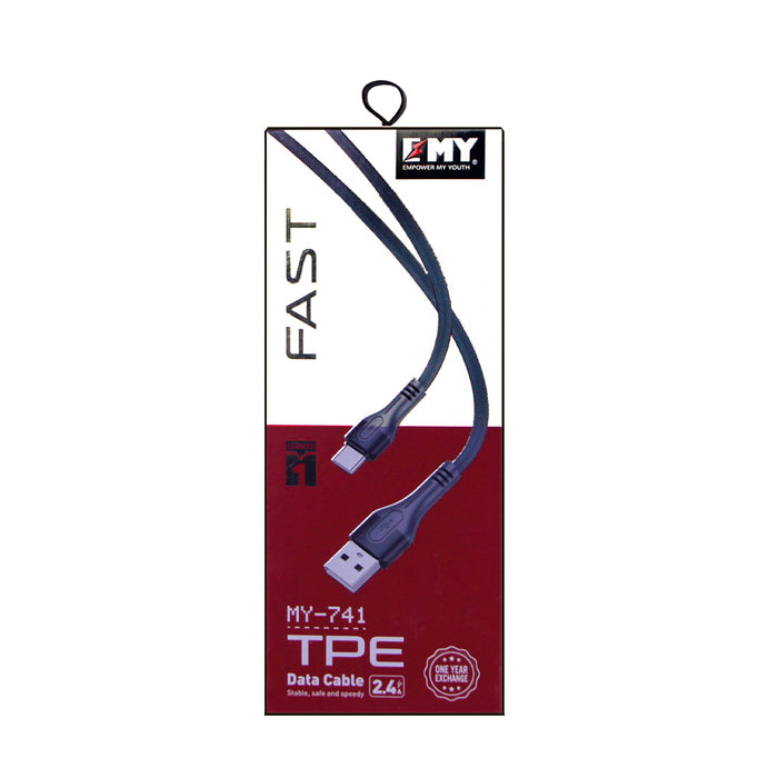 EMY Type C. Cable Plastic Plug Black 2M.