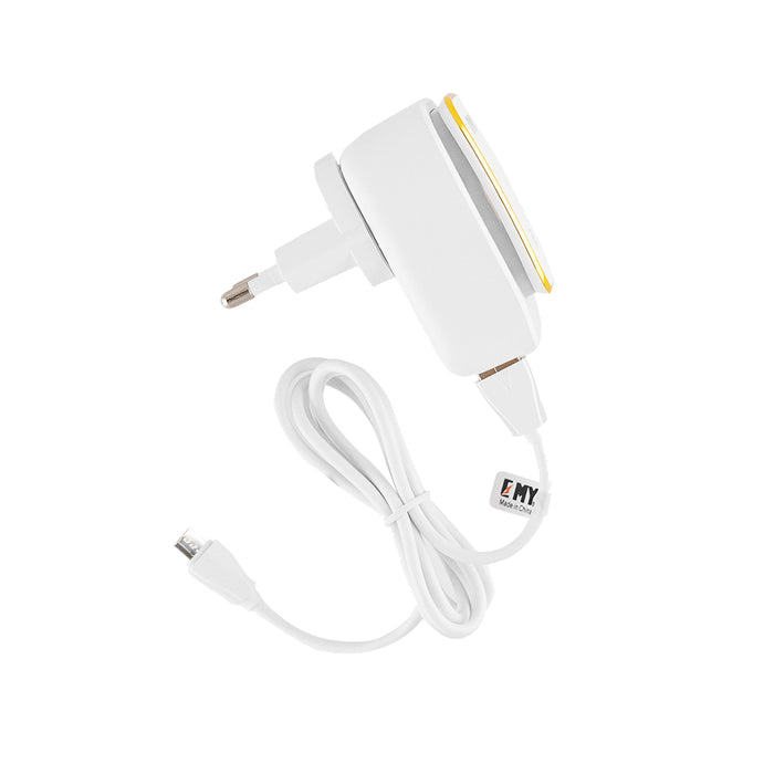 EMY LED Home Charger 2.4ِA. 2 Outlet - Micro USB Cable