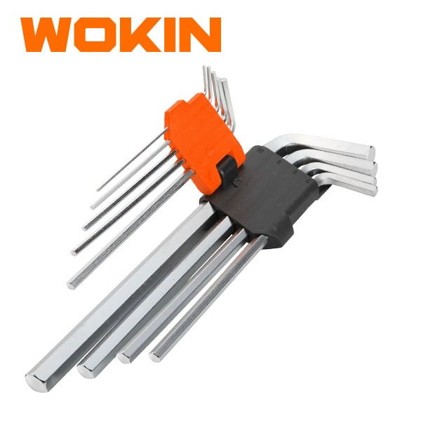 Wokin 9PCs. Allen Key Extra Long Arm Diff. Size Hex Key Set